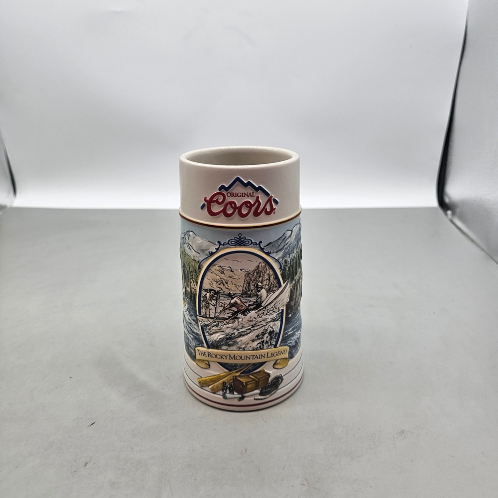 Vintage 1992 Coors Rocky Mountain Legend Series Beer Stein White Water Rafting